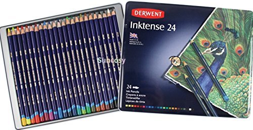 Derwent 색연필, 드로잉, 수채화, 아트, 잉크 연필, 24 팩 (0700929) 수용성 색상, 무독성